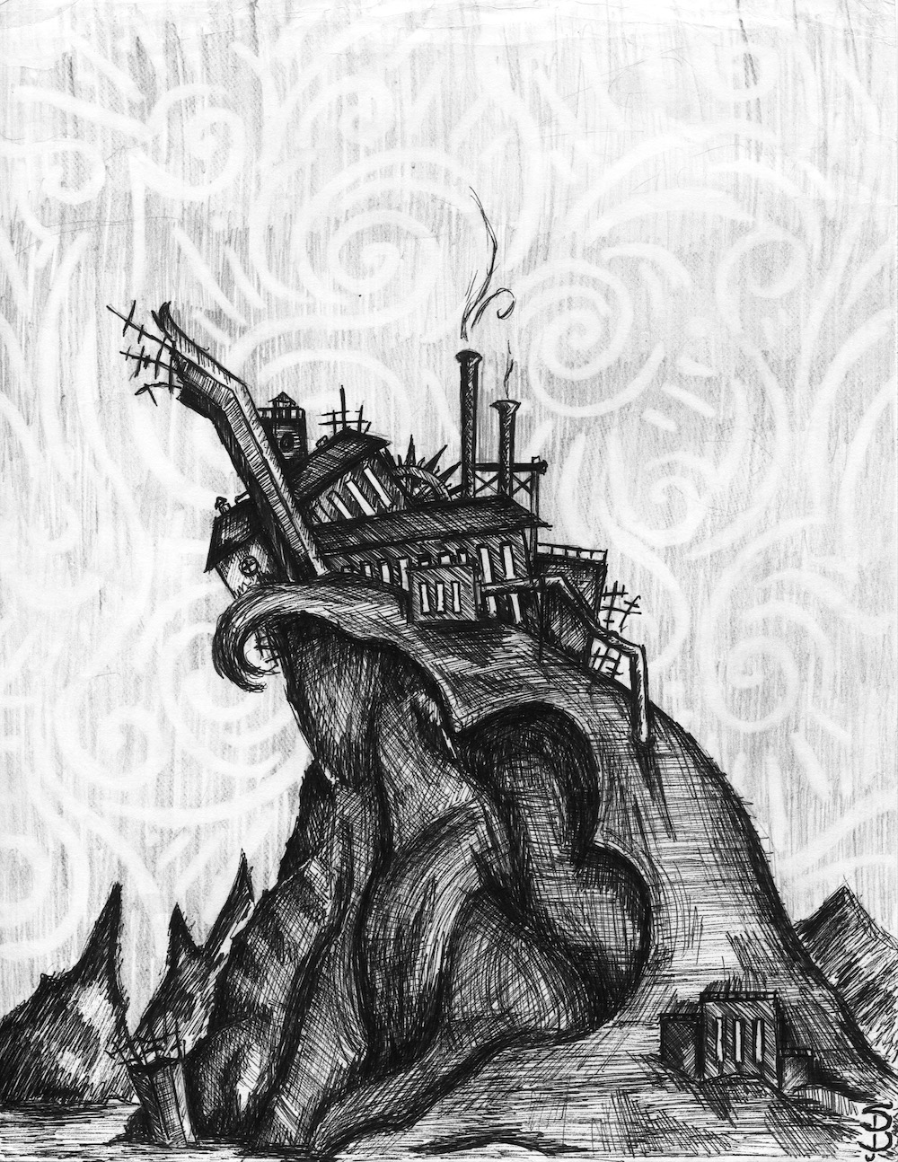 Cliff House with Swirls