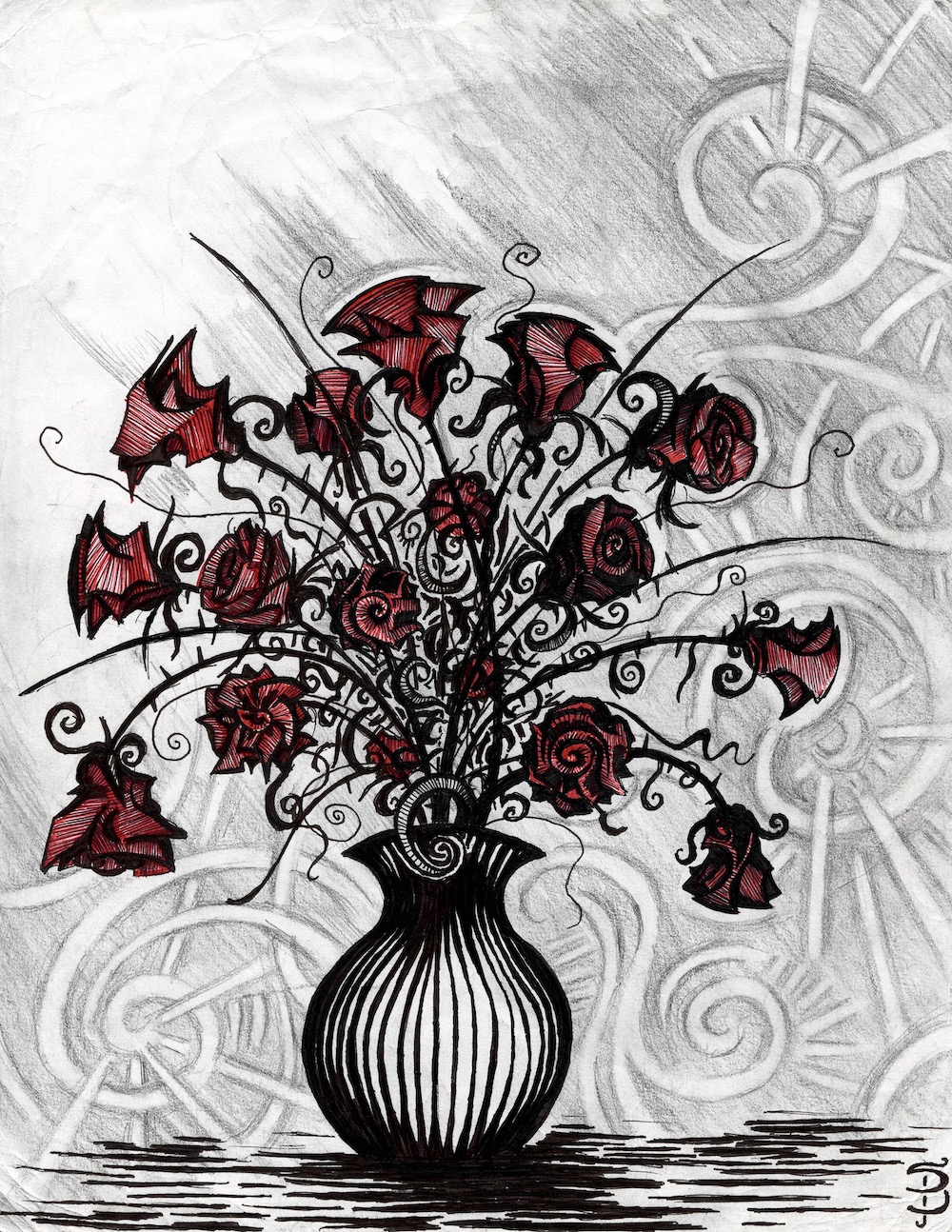 Red Flowers in Vase